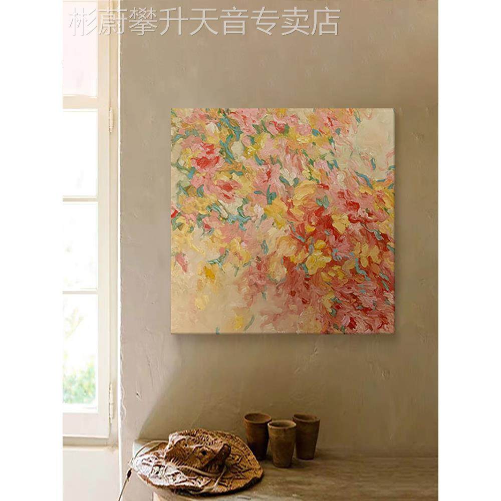 网红客手厅抽象艺术n花卉肌理画玄关赵无极装饰画无框绘油挂画正