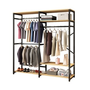 衣帽架落地卧室衣架轻奢多功能z组合家用收纳加粗鞋 架柜一体挂衣
