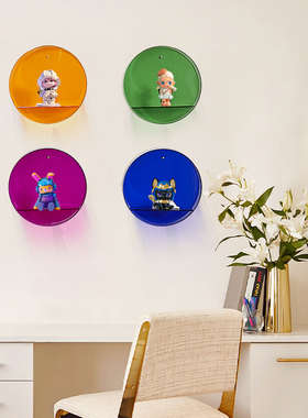 iwood木目 洞洞板创意压v克力圆形收纳盒 模型盲盒展示盒挂壁彩色