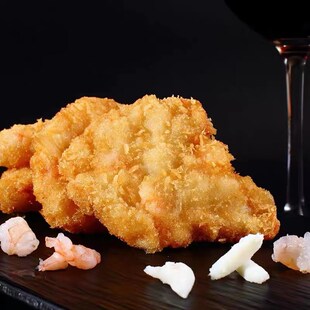 裹粉墨鱼手工虾饼特色半成品油炸 ll昶益食品花枝虾排45r0g10片装