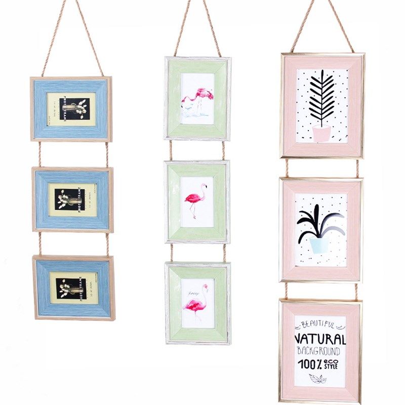 O6AM 欧式三联相框 复古麻x绳挂式组合照片墙 5寸6V寸7寸装饰相框,家居饰品,相框/画框,淘宝优惠券,粉丝福利购,淘宝优惠卷