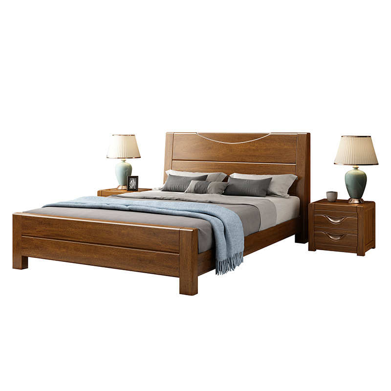 胡桃木实木储物床1.8米1.5现代简约中式轻奢带R抽屉大床主卧双人