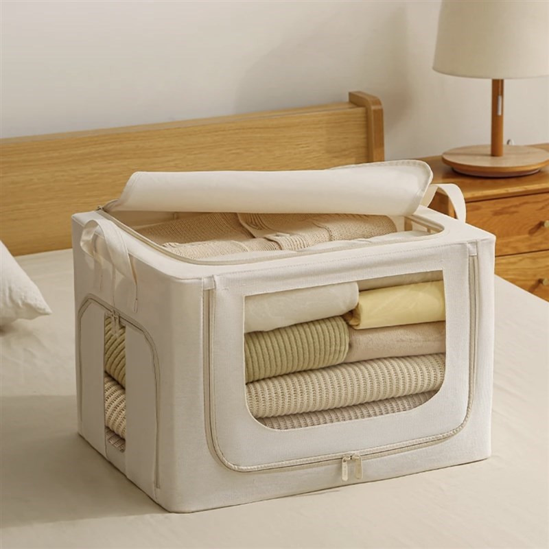 【茶卡-百纳e箱】防潮5.0加粗钢架C家用衣服棉被收纳箱可折叠可水