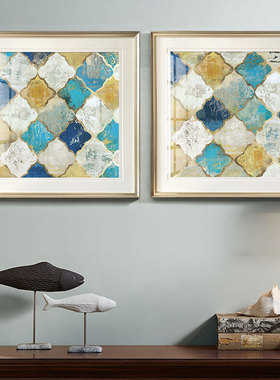 现代美式客厅沙发装饰画卧室w挂画餐厅抽象M话床头画简美轻奢欧式