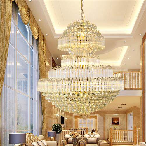 金色大厅水晶吊灯欧式别墅会所酒店大堂吊灯餐厅客厅吊灯工程灯