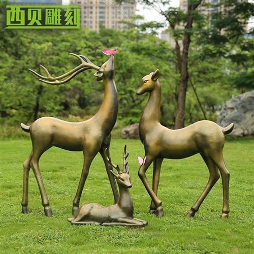 大型不锈钢几何镜面镂空小鹿雕塑户外动物不锈钢园林景观摆件