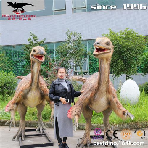 仿真粘毛恐爪龙机械电动模型仿真恐龙模型摆件大型商场游乐场引流