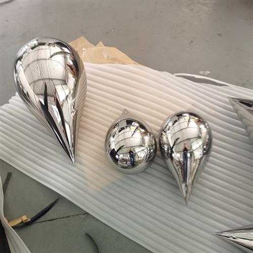 子弹水滴艺术品景观营销中心水池落地雕塑抽象不锈钢摆件厂家定制