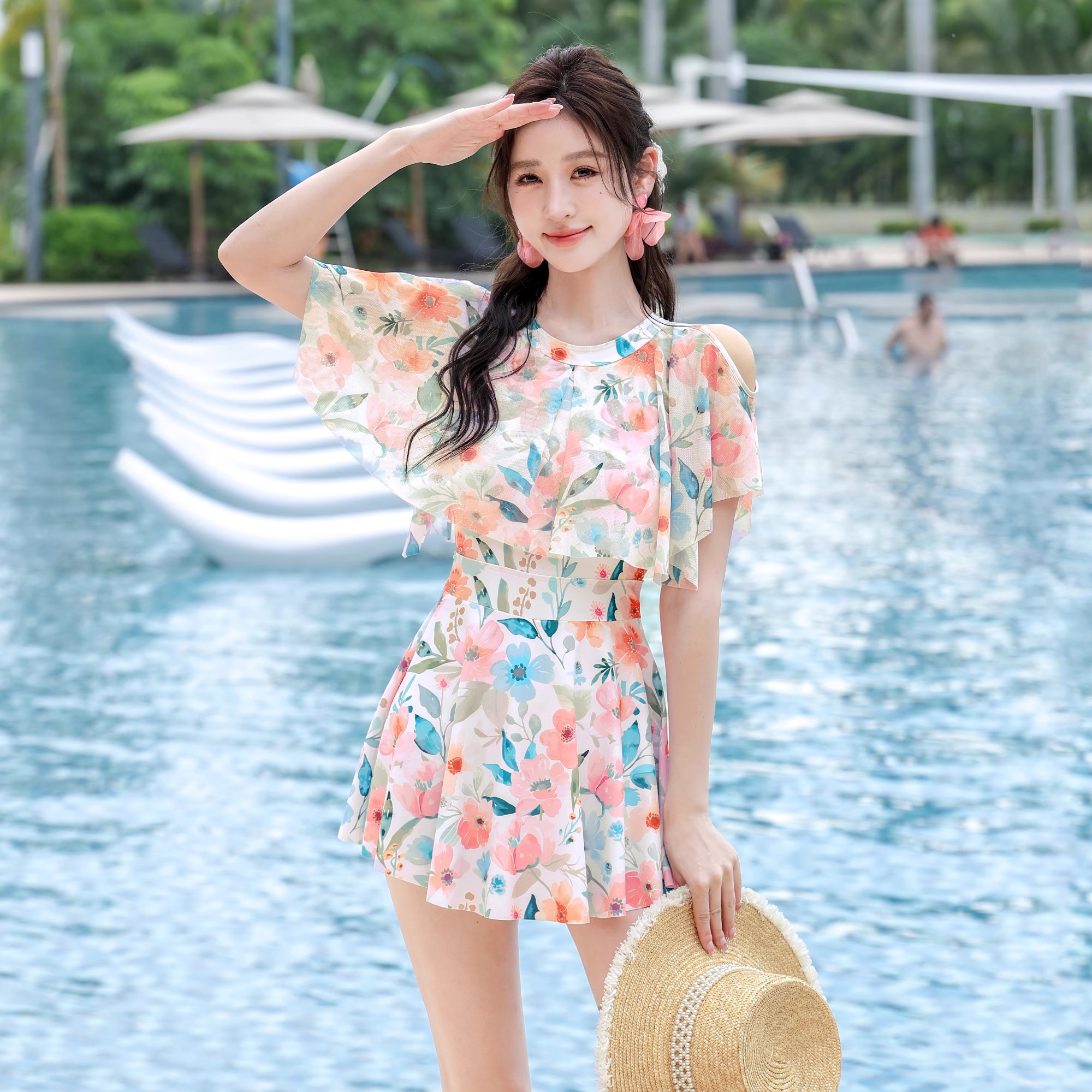泳衣女2025新款爆款保守显瘦遮肚分体女士性感裙式高级感温泉泳装