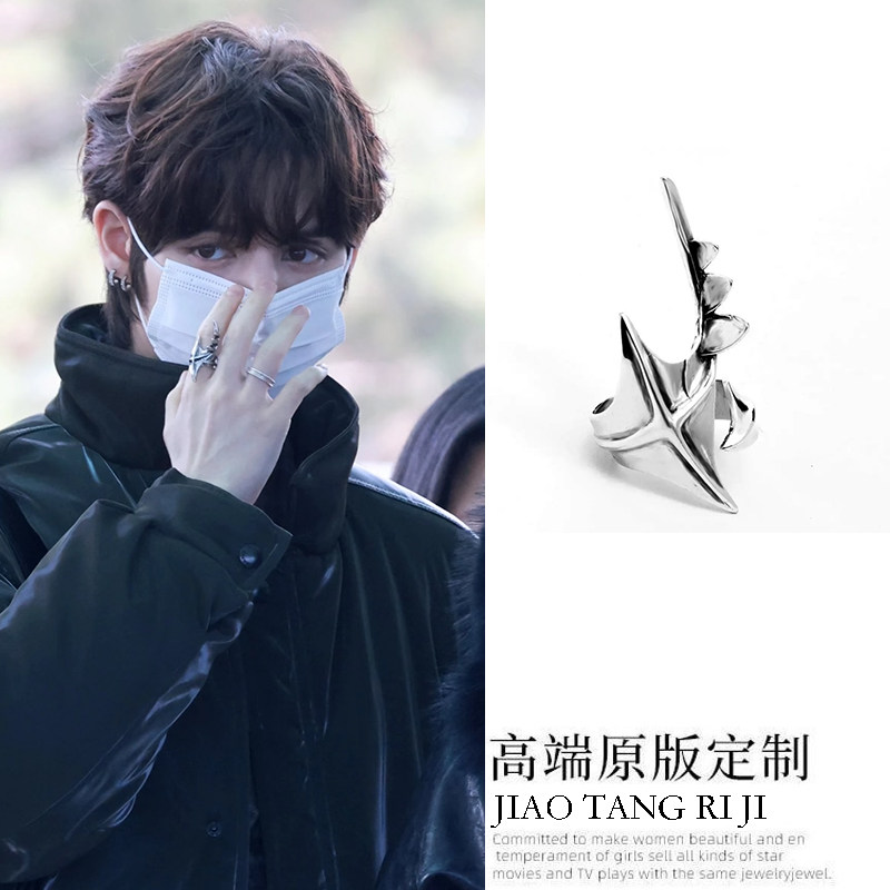 jayjay同款戒指异形十字架戒指欧美个性小众设计开口不规则指环图片