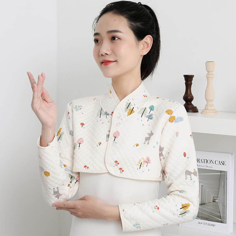 春夏坐月子半背衣大人产妇喂奶半截式暖背心暖胳膊衣服睡觉护肩颈