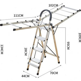 梯子晾衣架落地折叠室内翼型人字梯家用楼梯晒衣架带梯子两用梯凳
