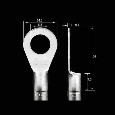 黄铜镀银 OT冷压接线端子OT6-8 圆型裸端头 铜鼻子 1000只