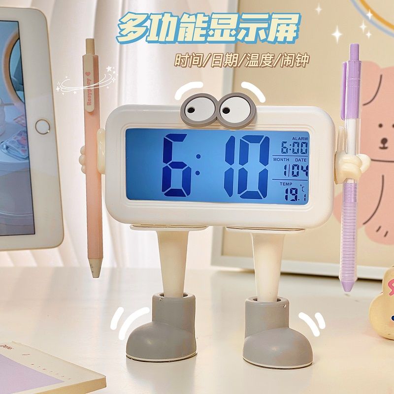 桌面台式闹钟创意卡通时钟学生闹铃叫醒神器床头宿舍大音量儿童女
