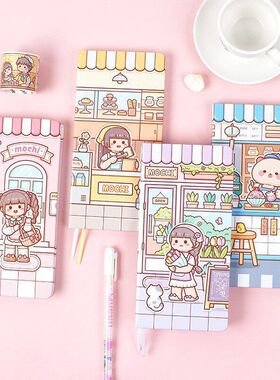 小麻薯week手帐本子全套儿童女生记事本方格页日记本少女风日记本