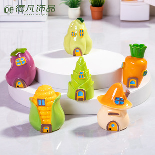 饰树脂工艺车载摆件挂件 苔藓微景观创意蔬菜房子造景diy配件装