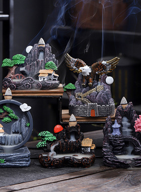 倒流香炉树脂新款创意家居办公室薰香炉香道摆件厂家跨境一件