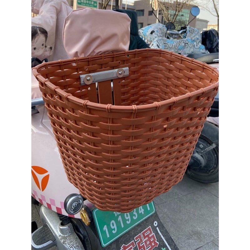 电动车后置车筐电动摩托车u后尾挂篮加大书包车篓后用靠背菜篮子