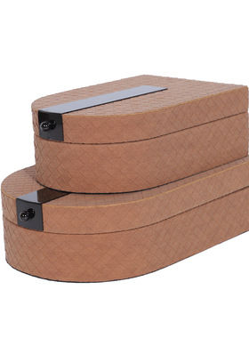 收纳盒现代轻奢格纹咖色皮革首饰盒样G板间卧室衣帽间梳妆台摆件