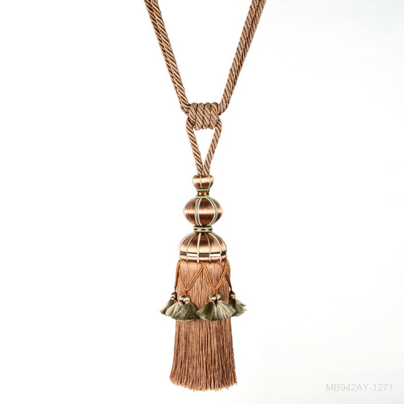 软装大穗窗帘纯手l工美式欧式田园韩式绑带样板间单头吊穗挂球/支