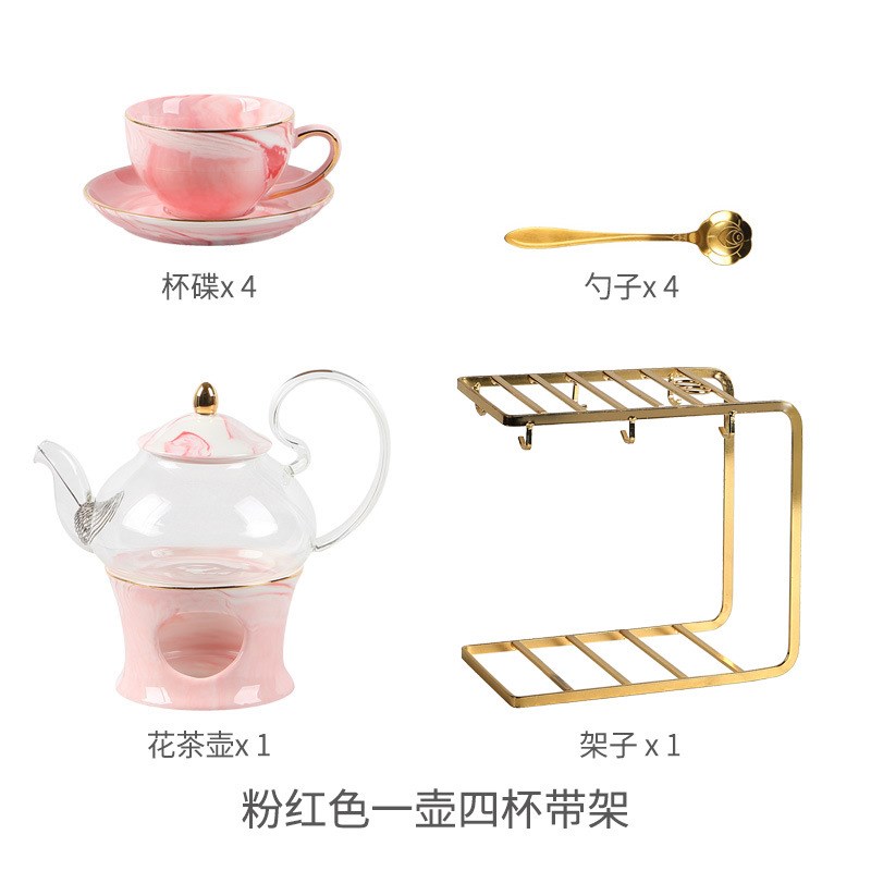 花茶套装水果茶壶玻璃花茶壶英式下午茶K茶具美容院蜡烛加热煮陶