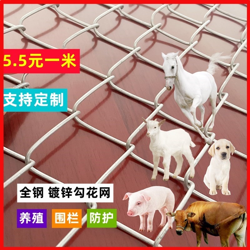 镀锌铁丝果d网钢护丝勾花护栏隔离养猪羊养狗围栏鸡鸭园鱼塘防菱