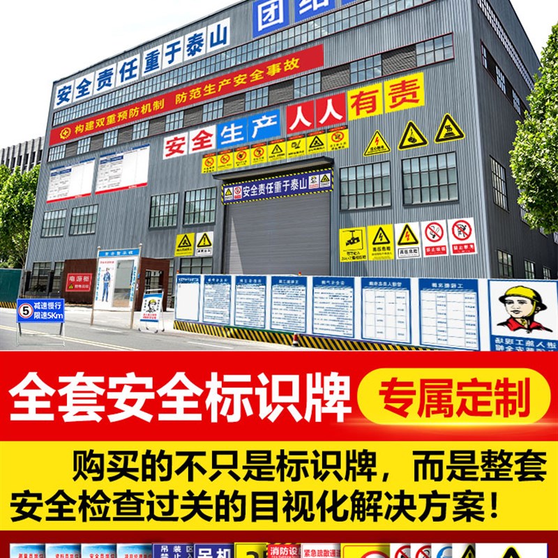 标识牌全套企业工厂车h间工地施工安全不锈钢警示牌标志语制度牌