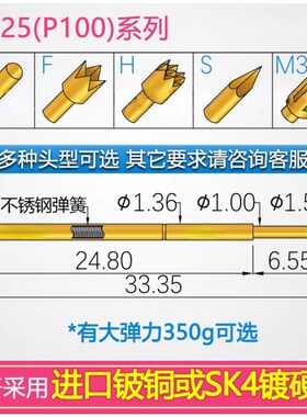 免邮 中华探针 CP-25H A B D E F G H K T M3 R25-4W 1.36测试针
