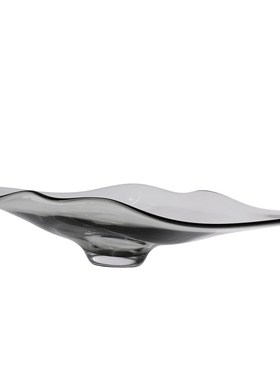 简约现代轻奢灰色透明o玻璃水果盘样板间餐厅餐桌茶几收纳托盘摆