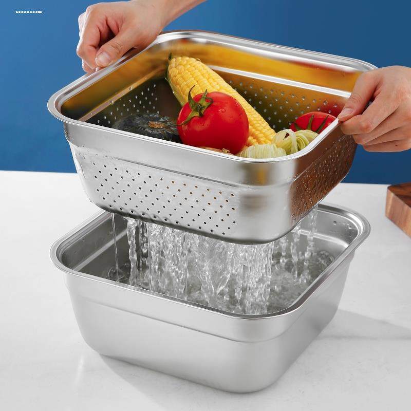 食品级304不锈钢平底方盆深盆厨房商用加厚正方形漏盆Z饭堂份数盆,餐饮具,盆,淘宝优惠券,粉丝福利购,淘宝优惠卷