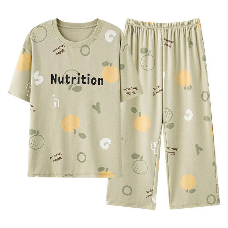 南极人睡衣女士夏季纯棉短袖夏天薄款七分裤家居服套装2024年新款