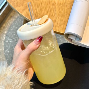 【高硼硅 能装开水】PAKOPAKO花茶杯吸管高硼硅玻璃泡茶杯高颜值i