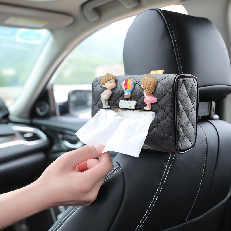车载纸巾盒套卡通座椅车挂式车内抽纸巾扶手箱多功能车用装饰创意