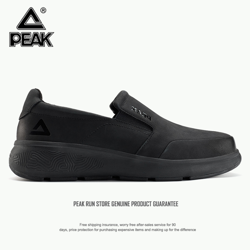 匹克态极知行非皮鞋男士走路鞋男真皮一脚蹬轻便软底运动鞋休闲鞋
