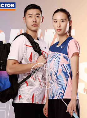 VICTOR胜利威克多羽毛球服针织透气运动短袖T-40011+41011