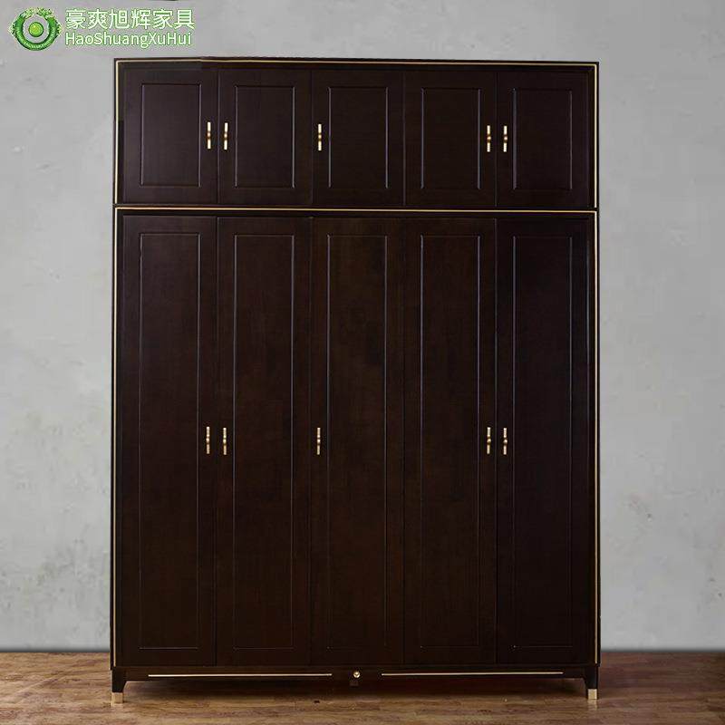 美式轻奢衣柜后现代实木23456门大衣柜简约卧室衣橱组合储物柜子