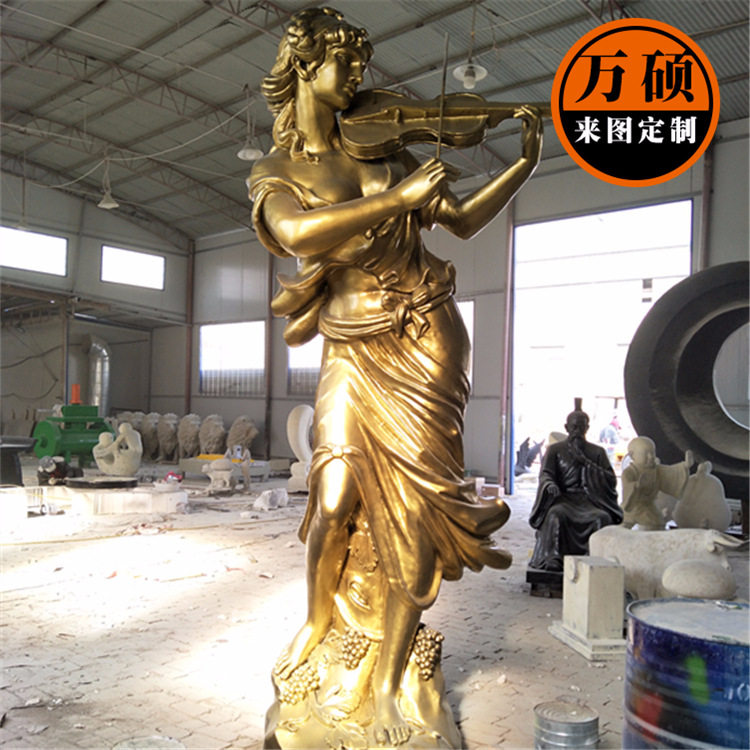 欧式仿铜玻璃钢小提琴美女雕塑