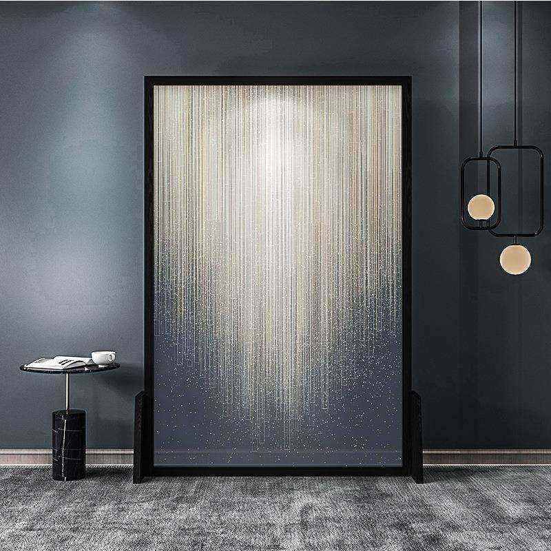 现代简约轻奢风实木屏风隔断客厅入户玄关极简艺术遮挡抽象座屏