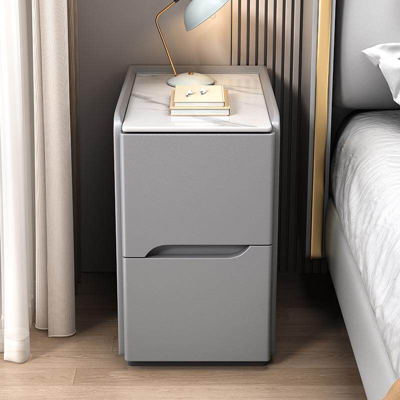 全实木免安装床头柜小型卧室落地款超窄皮质床边柜轻奢迷你储物柜