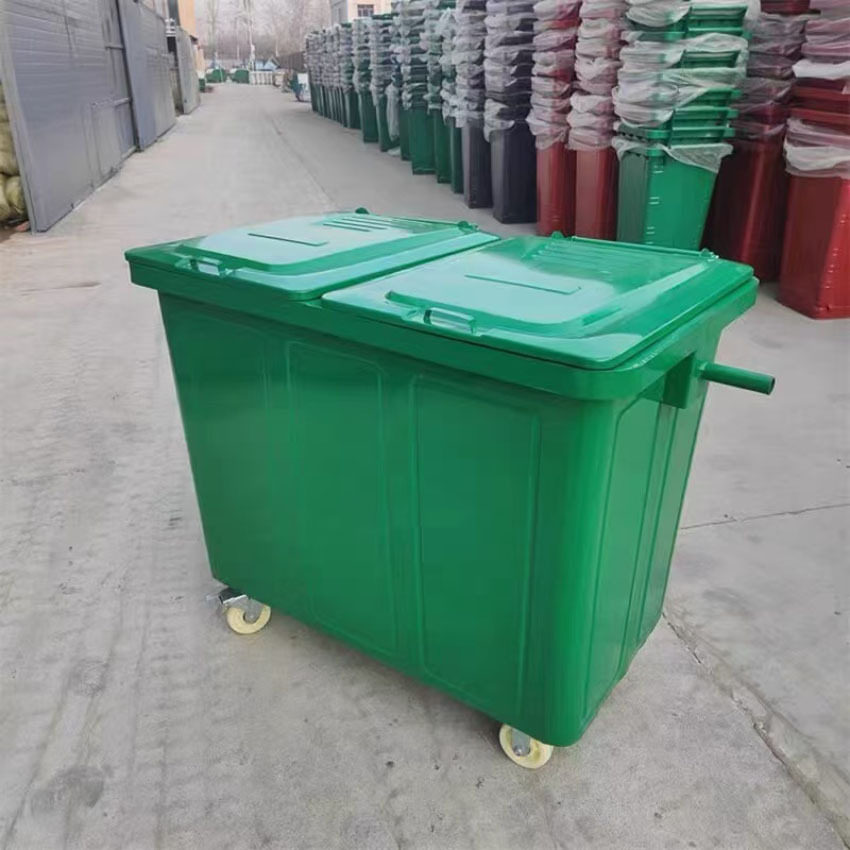 660升铁质户外环卫垃圾桶大型市政镀锌板保洁清运手推铁皮垃圾箱
