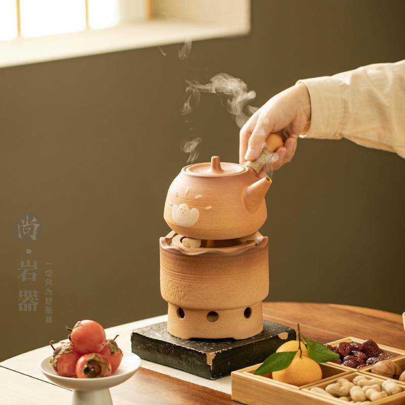 复古粗陶侧把煮茶壶炭炉煮茶套装陶瓷茶壶茶炉全套围炉煮茶泡茶器