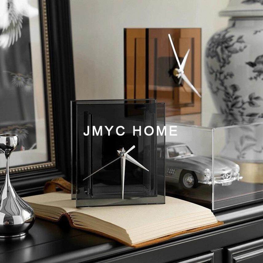 现代简约轻奢时钟摆件样板房办公室卧室家居客厅电视柜桌面装饰品