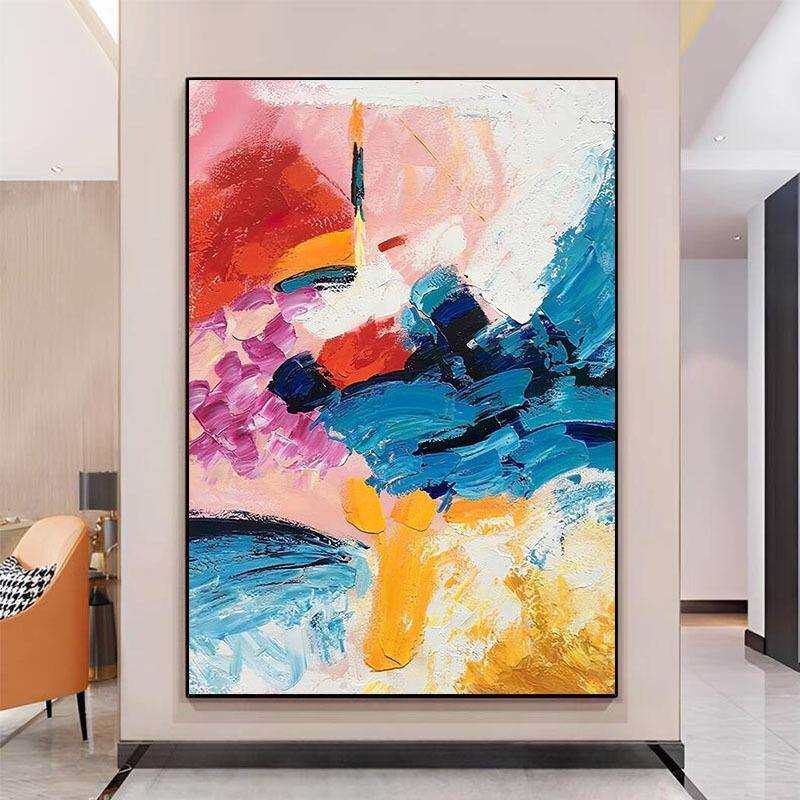 手工油画现代抽象装饰画客厅沙发墙挂画高档肌理画色彩斑斓艺术画