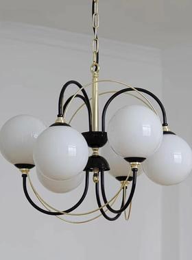 法式中古黑金魔豆新款卧室吊灯轻奢美式复古餐厅书房客厅设计师灯