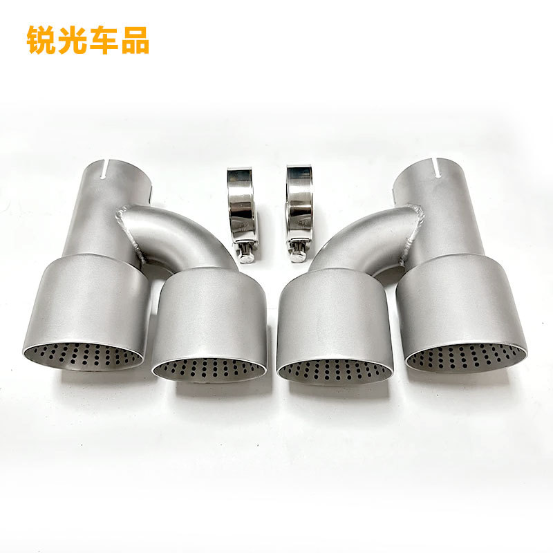 网孔磨砂改装通用不锈钢排气管尾喉尾管一出二H型网眼尾喉