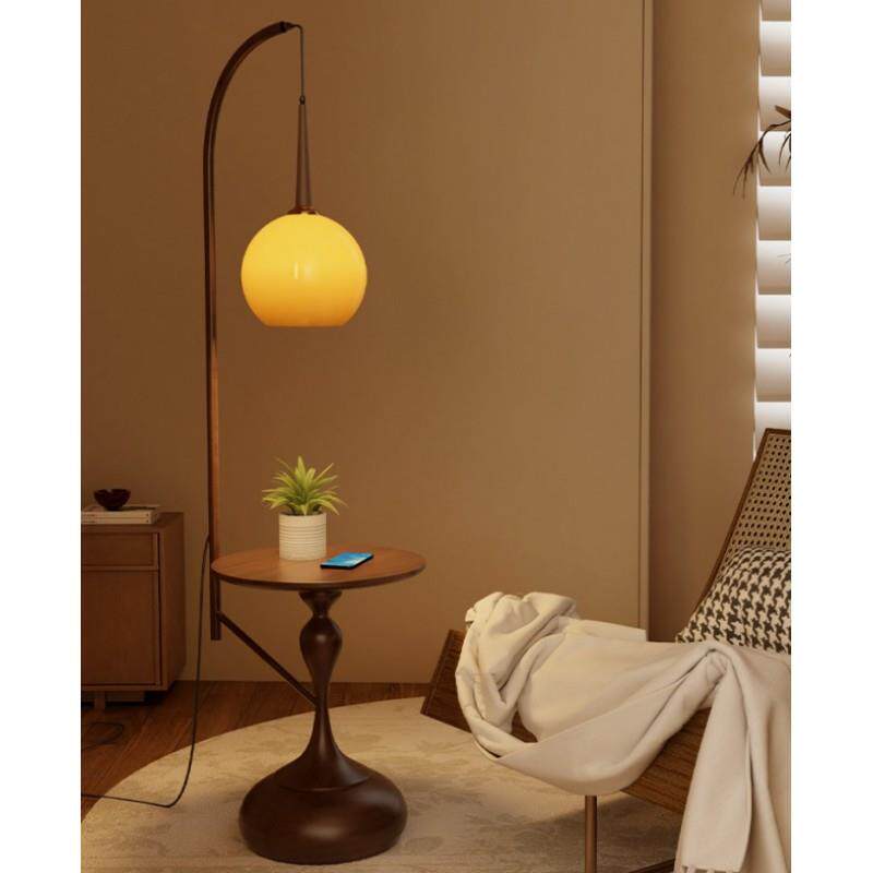 中古风落地灯客厅高级感沙发边带茶几高级感美式复古卧室床头台灯