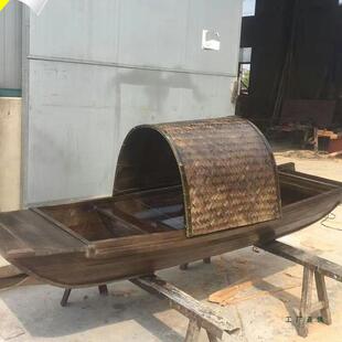 装饰木船渔船乌篷船手工模型摆件摄影道具餐饮船仿古景观木船复古