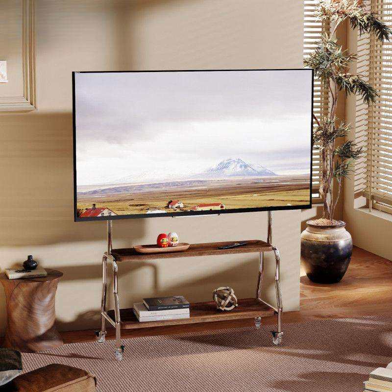电视落地支架移动不锈钢带轮移动式客厅卧室43简约75通用挂架