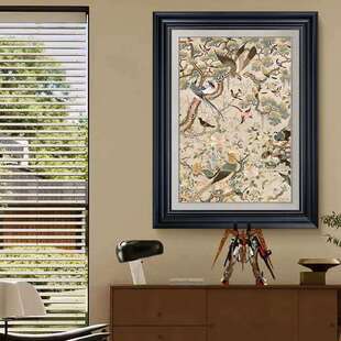 新中式实木油画布玄关画法式中古风客厅装饰画复古艺术玄关画挂画