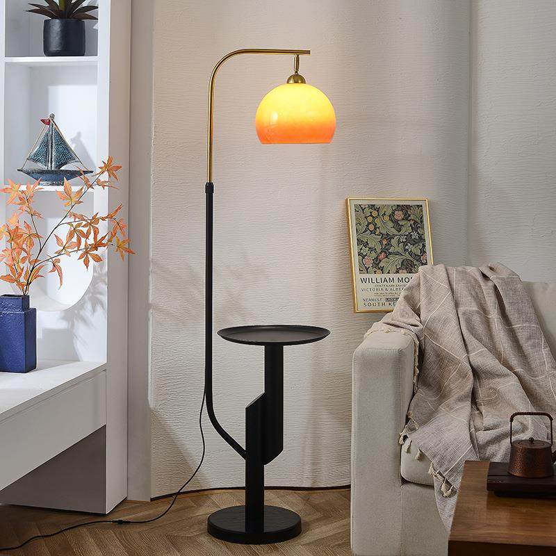中古落地灯客厅沙发边创意茶几置物架一体卧室床头立式台灯氛围灯